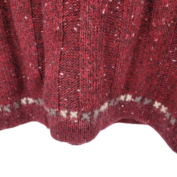Woolrich Womens XL Ruby Heather Henley Sweater Wool Ribbed Knit Red Flecked - Picture 6 of 10